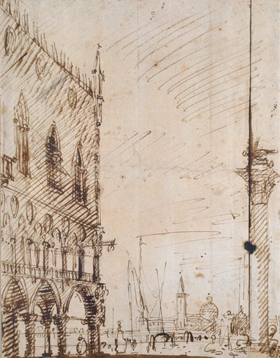 ヴェネツィア: ドゥカーレ宮殿の南西角、18 世紀初頭 作： Canaletto