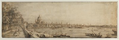 サマセットガーデンズからロンドンブリッジに向かって見た図、c.1746-55 作： Canaletto