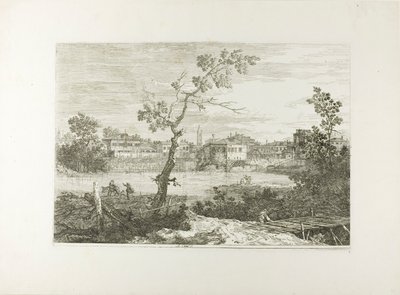 Vedute からの川岸の町の眺め 作： Canaletto