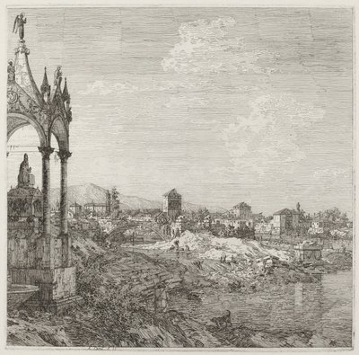 司教の墓のある町の眺め、c。 17351746。 作： Canaletto
