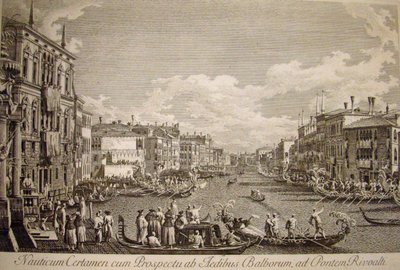 ヴェネツィア、大運河の水祭り。左手前は16世紀に建てられたバルビ宮。 作： Canaletto