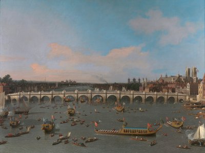 ウェストミンスター橋、テムズ川の市長行列 作： Canaletto