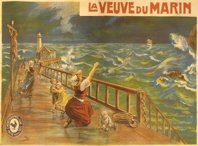 Pathe社のサイレント映画「La Veuve du Marin」のポスター 作： Candido Aragonez de Faria