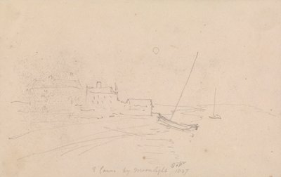 1827 年 9 月、月明かりに照らされたイースト カウズ 作： Capt. Thomas Hastings