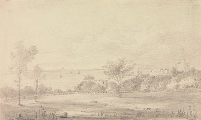 遠くに城のある風景、ワイト島 作： Capt. Thomas Hastings