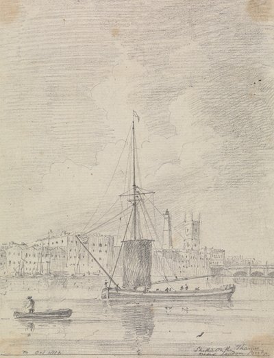 1816 年 10 月、ロンドン橋近くのテムズ川の船 作： Capt. Thomas Hastings