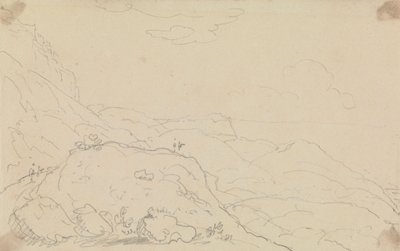 崖と海岸近くの丘のスケッチ 作： Capt. Thomas Hastings