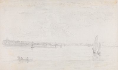 ソレント川からのワイト島カウズのスケッチ 作： Capt. Thomas Hastings