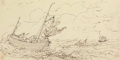 Esboço de um navio em um mar tempestuoso 作： Capt. Thomas Hastings