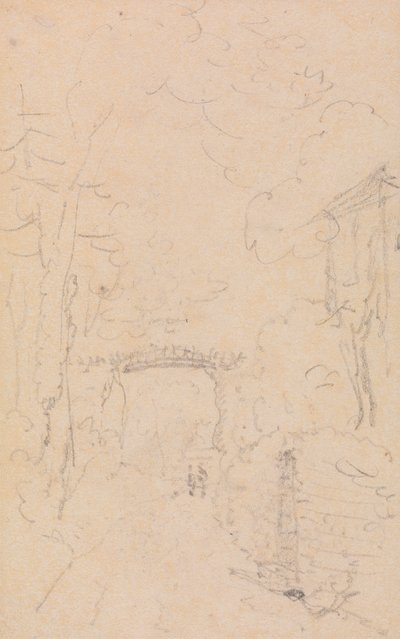 Luonnos puiden reunustamasta tiestä ja sillasta, Shorwell 作： Capt. Thomas Hastings