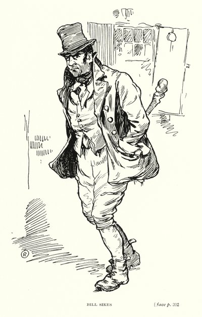 ディケンズのキャラクタービル・サイクス（リトグラフ 作： Captain Edward Henry Handley Read