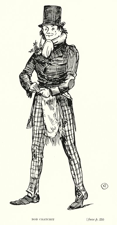 ディケンズのキャラクターボブ・クラチット（リトグラフ 作： Captain Edward Henry Handley Read