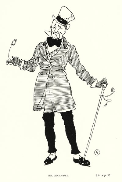 ディケンズのキャラクターミスター・マイコーバー（リトグラフ 作： Captain Edward Henry Handley Read