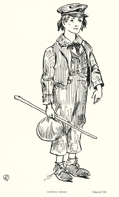 ディケンズのキャラクターオリバー・ツイスト（リトグラフ 作： Captain Edward Henry Handley Read