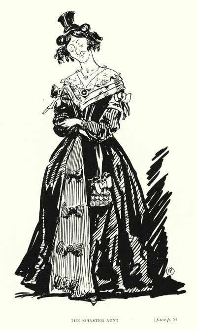 ディケンズのキャラクタースピンスターのおばさん（リトグラフ 作： Captain Edward Henry Handley Read