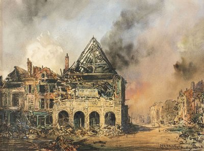 ペロンヌ、1914-18年頃（水彩画） 作： Captain Edward Henry Handley Read