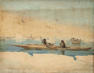 野蛮な島のカヌー、ハドソン海峡 作： Captain George Francis Lyon