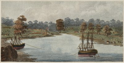 シドニーコーブ、1788年（手彩色の銅版画） 作： Captain John Hunter