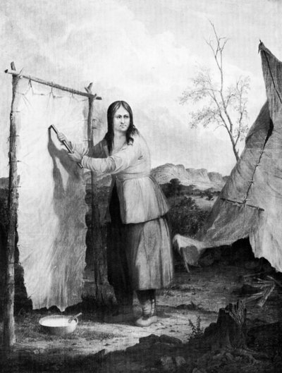 鹿の皮を着たインドの女性、1868年。 作： Captain Seth Eastman