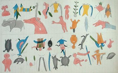 1853年に出版されたヘンリー・R・スクールクラフト著「アメリカのインディアン部族の歴史、状態、展望に関する情報」より、狩猟と戦争における酋長の活躍を描いたもの（水彩・紙 作： Captain Seth Eastman