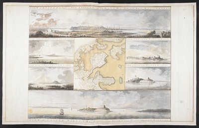 ニューイングランドの首都とボストン港のウィリアムとメアリーの城の景色 作： Captain William Pierie