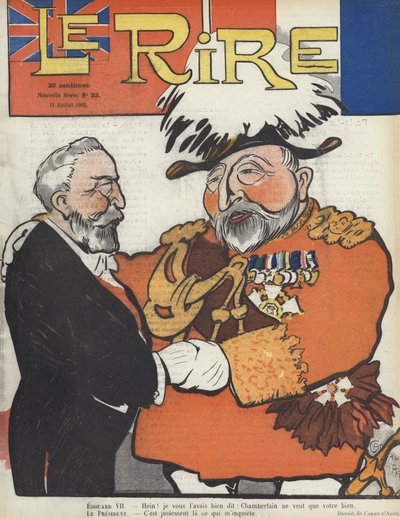 フランスのルベー大統領とエドワード7世王。ル・リールのイラスト 作： Caran d Ache