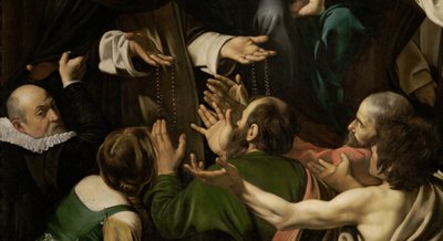 ロザリーのマドンナ 作： Michelangelo Merisi da  Caravaggio