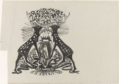 2頭の鹿が立っている装飾的なデザイン 作： Carel Adolph Lion Cachet