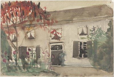 前庭と赤い木のある家 作： Carel Adolph Lion Cachet
