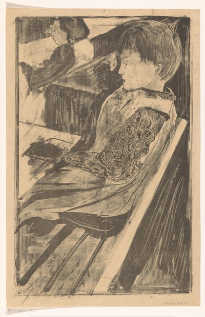 学校のベンチの子供たち 作： Carel Adolph Lion Cachet