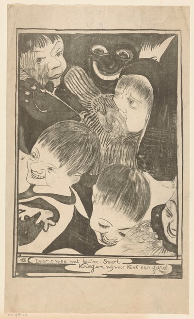 子供の頭とニヤリ顔 作： Carel Adolph Lion Cachet
