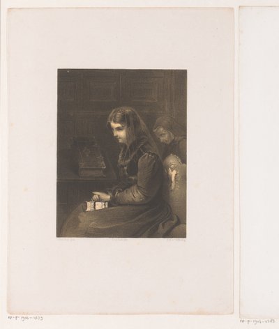 聖書を膝の上に載せたベールをかぶった女性 作： Carel Christiaan Antony Last