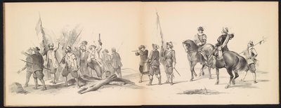 ライデン学生の仮面舞踏会、1850年（プレート12） 1629年のヘルトーヘンボスでのフレデリック・ヘンドリックによるイントクト：H.H. Leydsche Hoogeschool den XI の学生 1850 年 6 月 (オブジェクトのシリーズ タイトル) 作： Carel Christiaan Antony Last