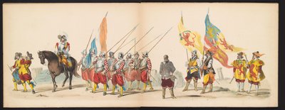 ライデン学生のマスカレード、1850年（プレート5） 1629年のヘルトーヘンボスでのフレデリック・ヘンドリックによるイントクト：H.H. Leydsche Hoogeschool den XI の学生 1850 年 6 月 (オブジェクトのシリーズ タイトル) 作： Carel Christiaan Antony Last