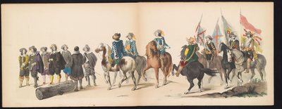 ライデン学生のマスカレード、1850年（プレート9） 1629年のヘルトーヘンボスでのフレデリック・ヘンドリックによるイントクト：H.H. Leydsche Hoogeschool den XI の学生 1850 年 6 月 (オブジェクトのシリーズ タイトル) 作： Carel Christiaan Antony Last