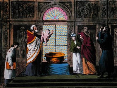 ロシア正教の洗礼式 1810-20年頃（カラーリトグラフ） 作： Carel Christian Anthony (after) Last