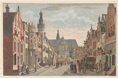 アルクマールのランゲ通り、1790年頃 Alkmaar の Langestraat、Town Hall、Grote Kerk / Rue longue - Hotel de Ville - et grande Eglise à Alkmaar (オブジェクトのタイトル) 作： Carel Frederik Bendorp (I)