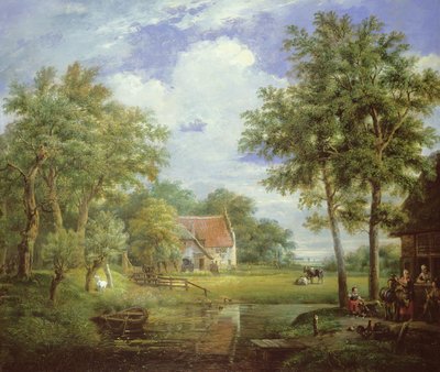 オランダの農場のシーン 作： Carel Lodewijk Hansen