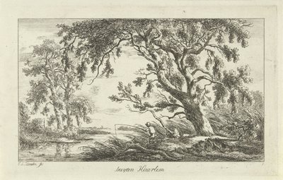 川の風景の中の漁師 Buyten Haarlem (オブジェクトのタイトル) 風景 (a-f) (連載タイトル) 作： Carel Lodewijk Hansen