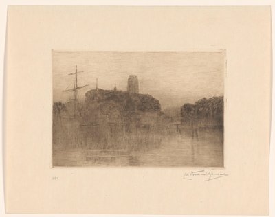 夜のドルドレヒトのニーウェ ヘブンの眺め 作： Carel Nicolaas Storm van 