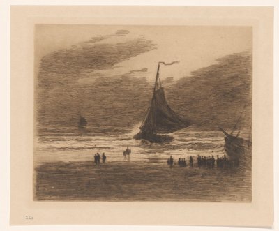 浜辺に入ってくる漁船 作： Carel Nicolaas Storm van 