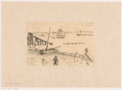 アルトナ近くのエルベ川の眺め、漁船と海水浴客 作： Carel Nicolaas Storm van 