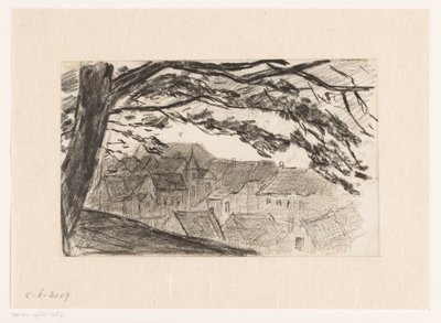 前景に木があるクレーヴェの街並み 作： Carel Nicolaas Storm van 