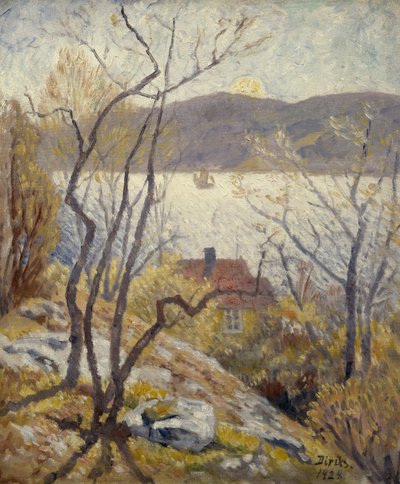家のある海岸の風景 作： Carl Edvard Diriks