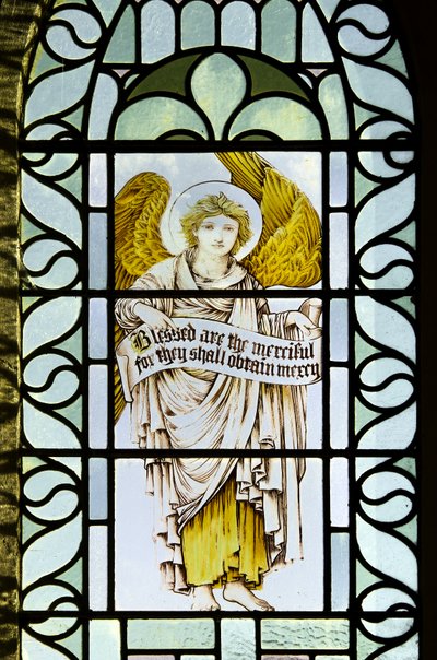 Betws Bledrws、St Bledrws、Shrigley＆Hunt（1873-1982）、Carl Almquist、Angel With Scroll、1887 作： Carl Almquist