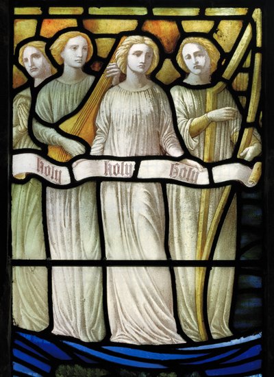 Grappenhall、St Wilfrids、Shrigley＆Hunt（1873-1982）、Carl Almquist、The Worship Of the Lamb、Angel Musicians、1886 作： Carl Almquist