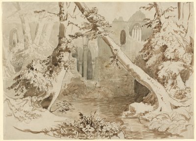 森の中の廃墟の教会 作： Carl Blechen