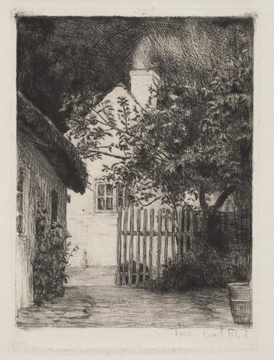 二つの家と果樹 作： Carl Bloch