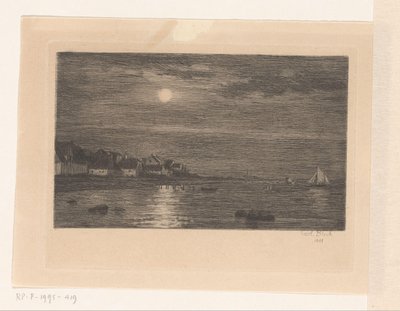 月明かりに照らされた水上の村 作： Carl Bloch