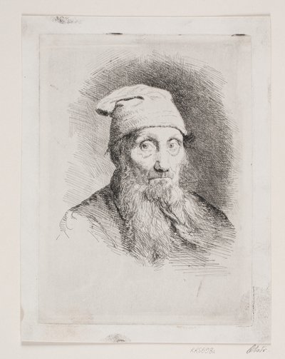 帽子をかぶった老人。 バスト画像 作： Carl Bloch